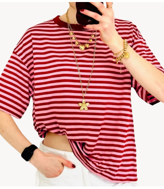 GUUS T-shirt striped Burgundy