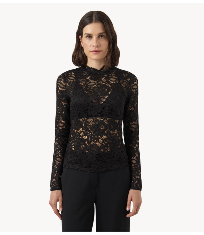 YAS Top YASLACEY LS LACE TOP S. NOOS Black