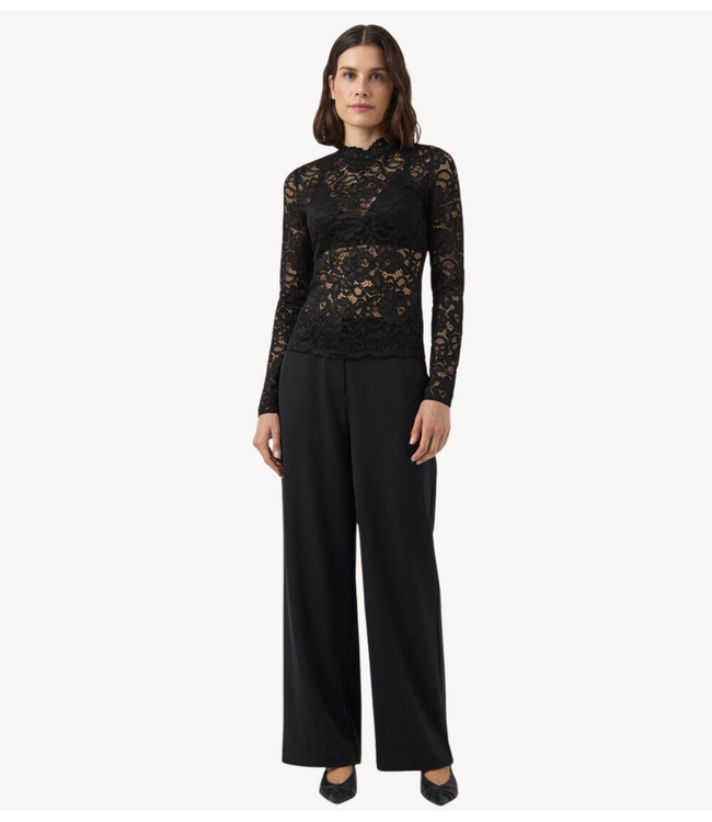 YAS Top YASLACEY LS LACE TOP S. NOOS Black