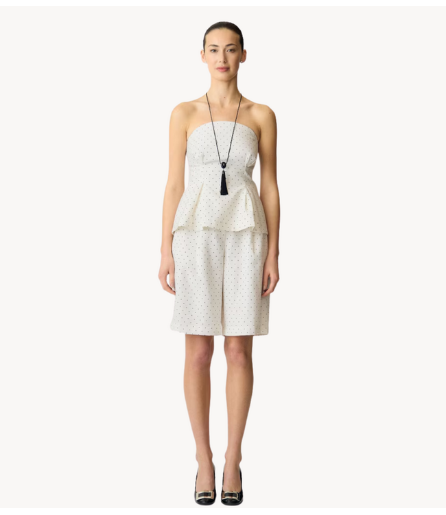 YAS Top YASDOTLY CORSAGE TOP Star White  BLACK DOTS