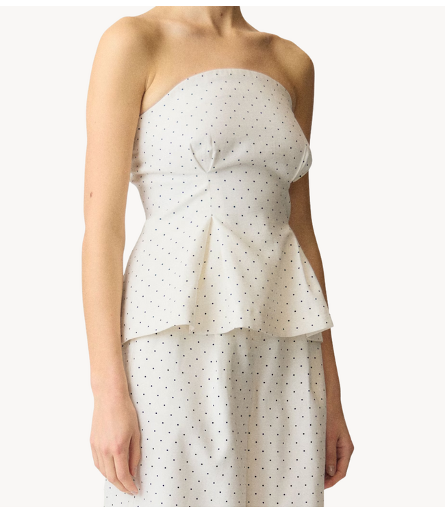 YAS Top YASDOTLY CORSAGE TOP Star White  BLACK DOTS