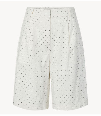 YAS Broek YASDOTLY HW LONG SHORTS Star White BLACK DOTS