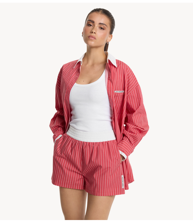Alix The Label Broek ladies woven striped shorts ORANGE RED