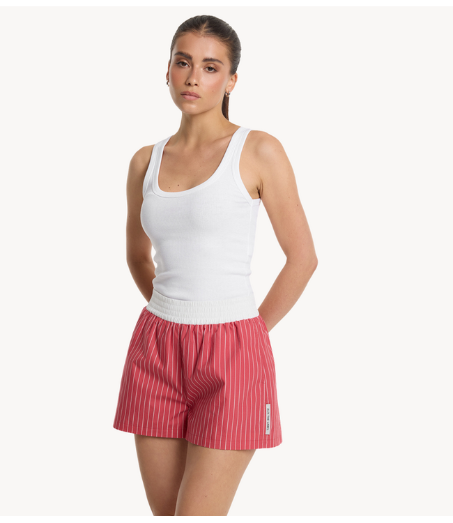 Alix The Label Broek ladies woven striped shorts ORANGE RED