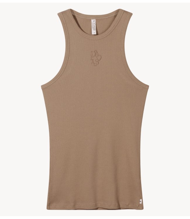10DAYS Top tank top rib light fudge