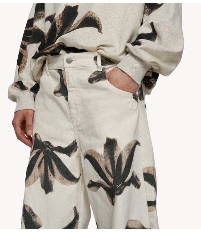 10DAYS Broek western pants flower ecru