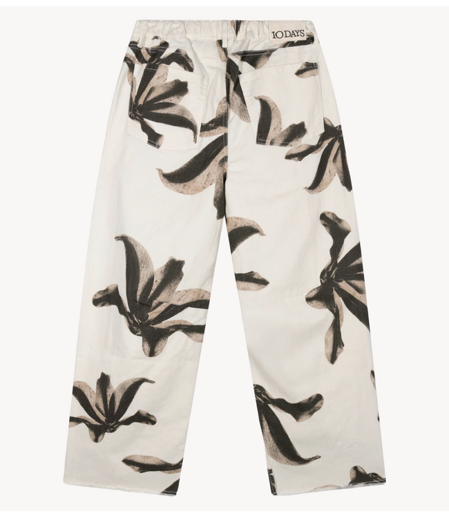 10DAYS Broek western pants flower ecru
