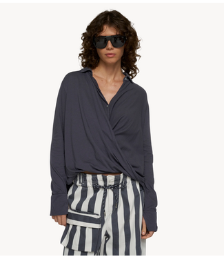 10DAYS Blouse wrap blouse steel blue