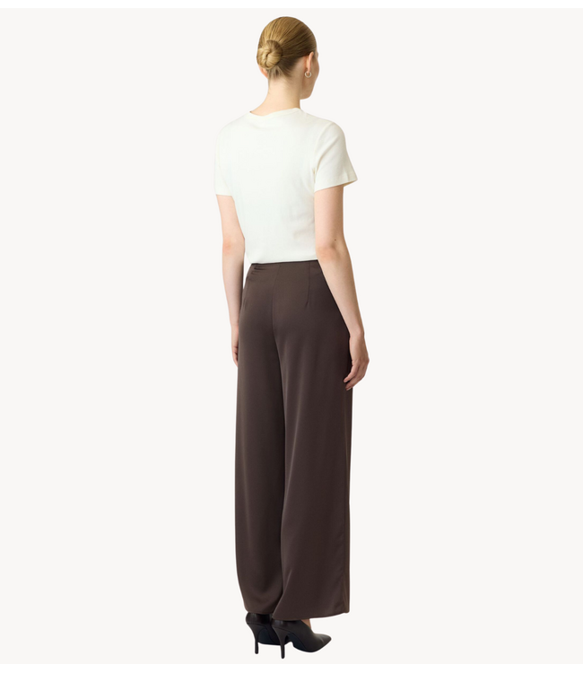 YAS Broek YASPELLA HW WIDE PANTS S. NOOS Chocolate Brown