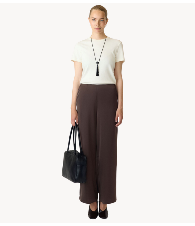 YAS Broek YASPELLA HW WIDE PANTS S. NOOS Chocolate Brown