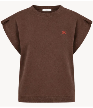 BY-BAR Top mason pleats top chocolate brown