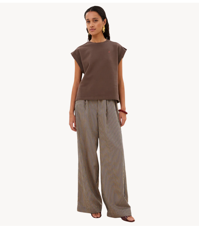 BY-BAR Top mason pleats top chocolate brown
