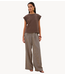 BY-BAR Top mason pleats top chocolate brown