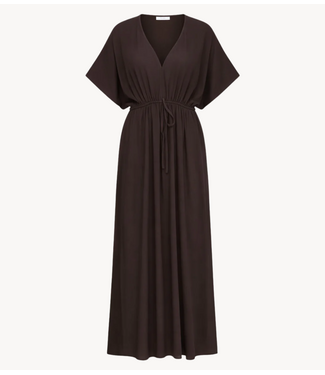 BY-BAR Jurk long twill dress espresso