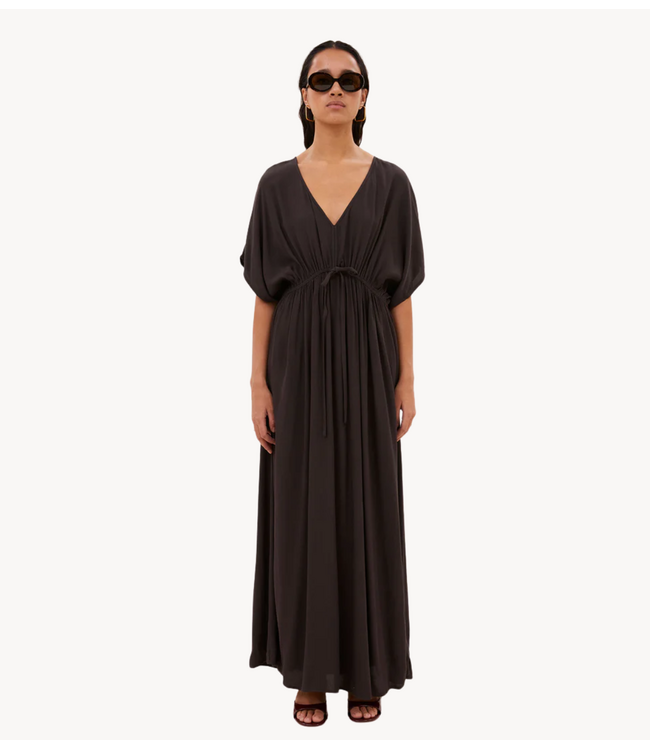 BY-BAR Jurk long twill dress espresso