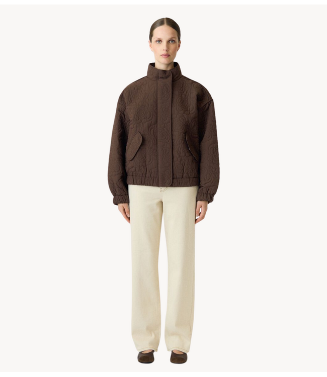 YAS Jack YASFIPURA LS QUILTED JACKET S. NOOS Chocolate Brown