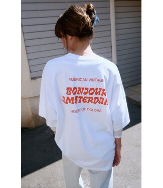 American Vintage T-shirt  Fizvalley White rugtekst