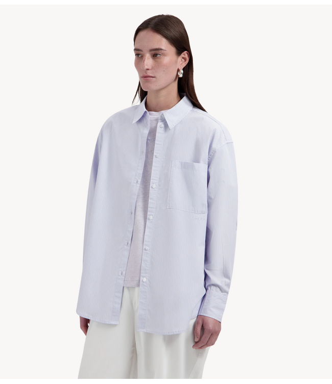 OLAF Blouse STRIPE OVERSIZED SHIRTS OFFWHITE/PURPLE HEATHER
