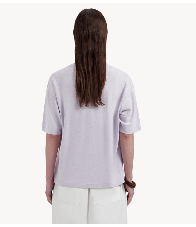 OLAF T-shirt RETRO LOGO LINEN BOXY TEES PURPLE HEATHER