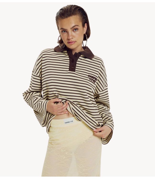 HARPER & YVE Shirt POLLIE-JU HOT FUDGE STRIPE