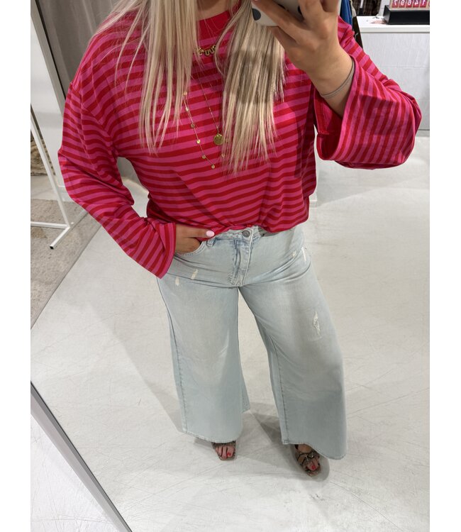 GUUS Fashion T-shirt striped LM Fuchsia
