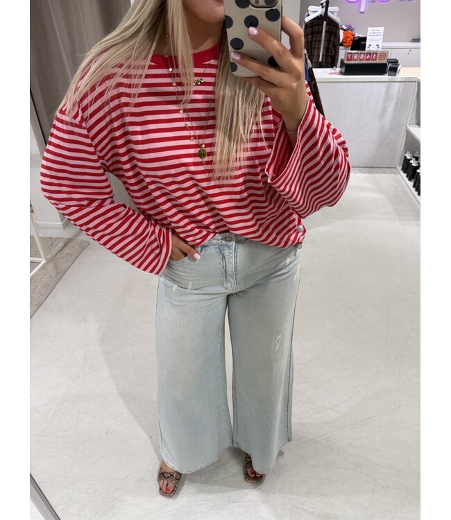 GUUS Fashion T-shirt striped LM Red