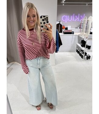GUUS Fashion T-shirt striped LM burgundy