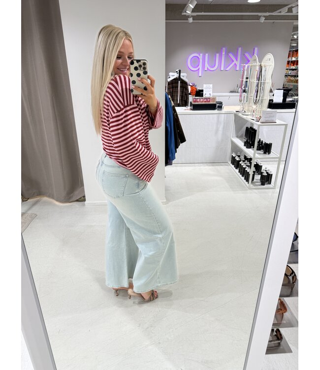 GUUS Fashion T-shirt striped LM burgundy