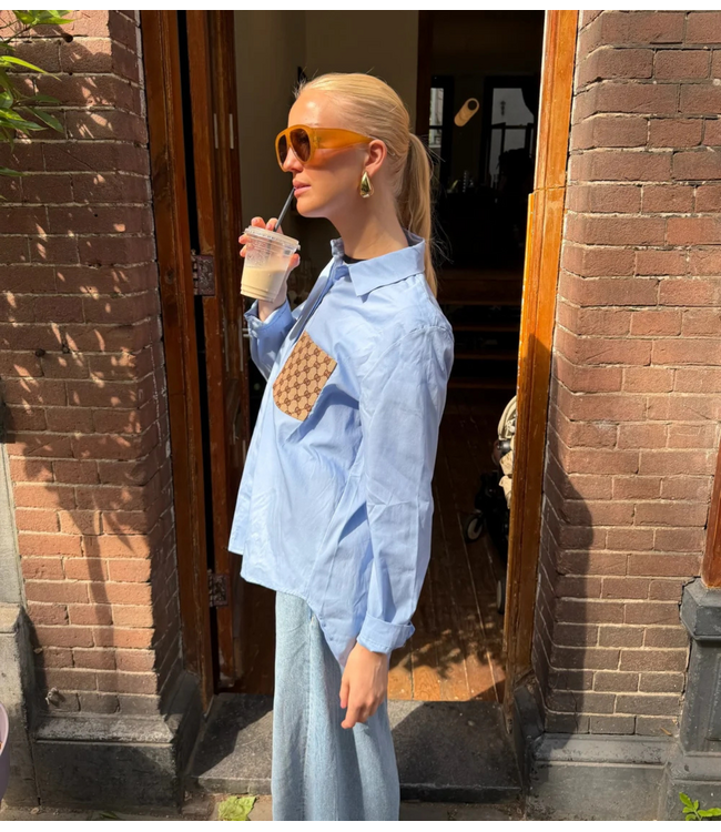 Attire Blouse designer zakje divers blauw