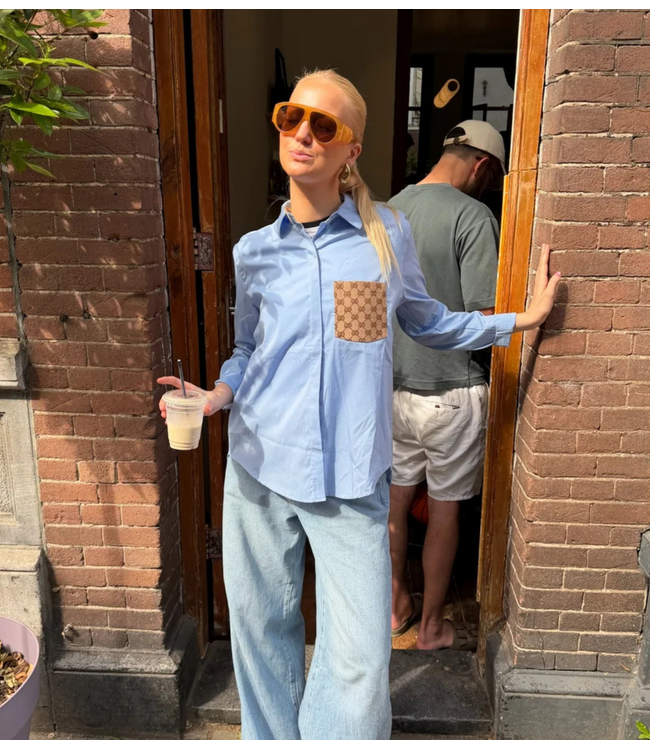 Attire Blouse designer zakje divers blauw