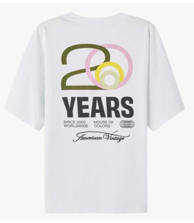 American Vintage T-shirt  Fizvalley White rugtekst