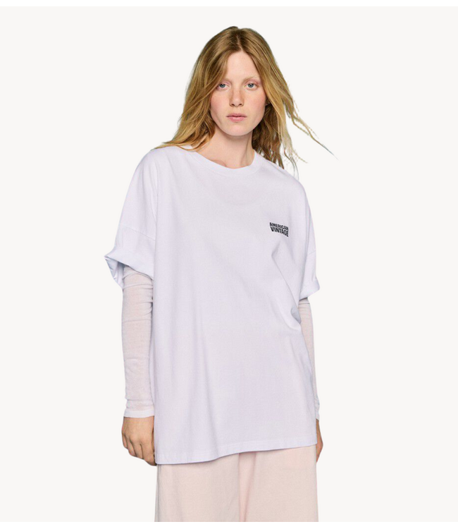 American Vintage T-shirt  Fizvalley White rugtekst