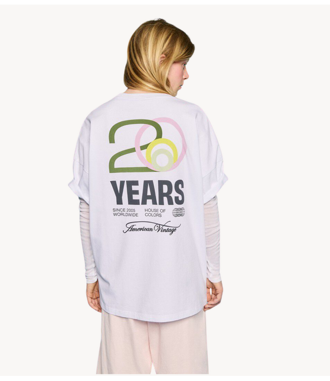 American Vintage T-shirt  Fizvalley White rugtekst
