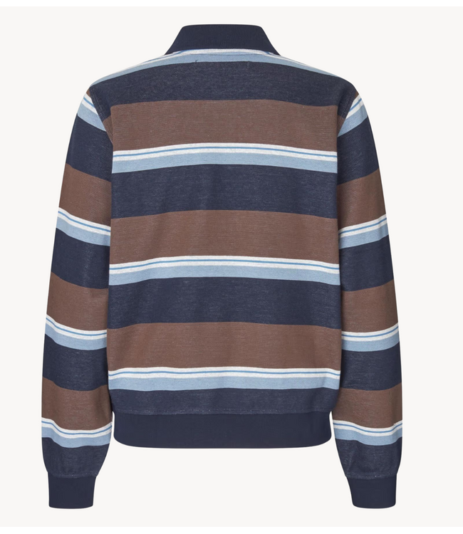 Samsøe Samsøe Top SADORY LS POLO 15885 BROWN BLUE ST.