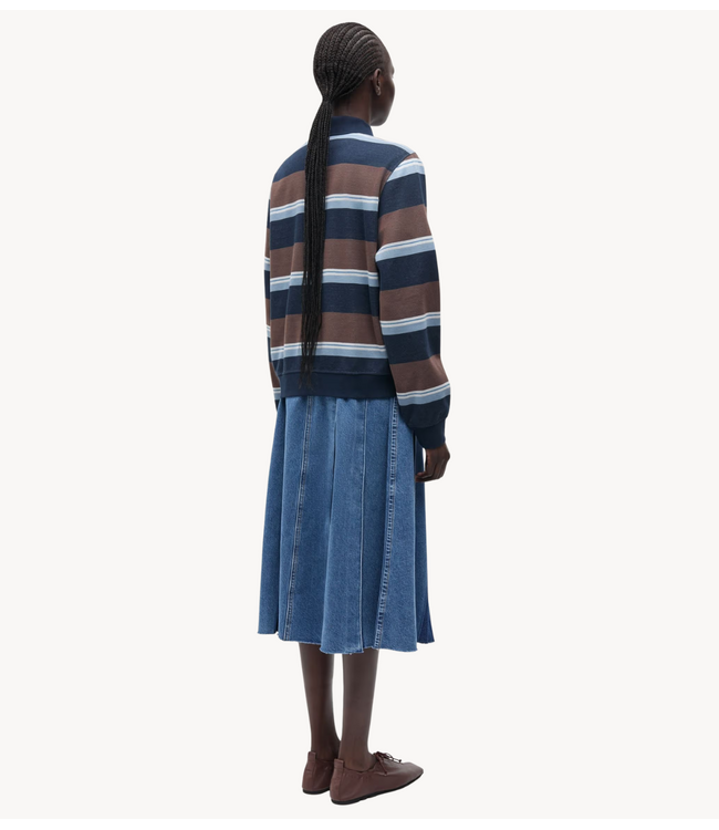 Samsøe Samsøe Top SADORY LS POLO 15885 BROWN BLUE ST.