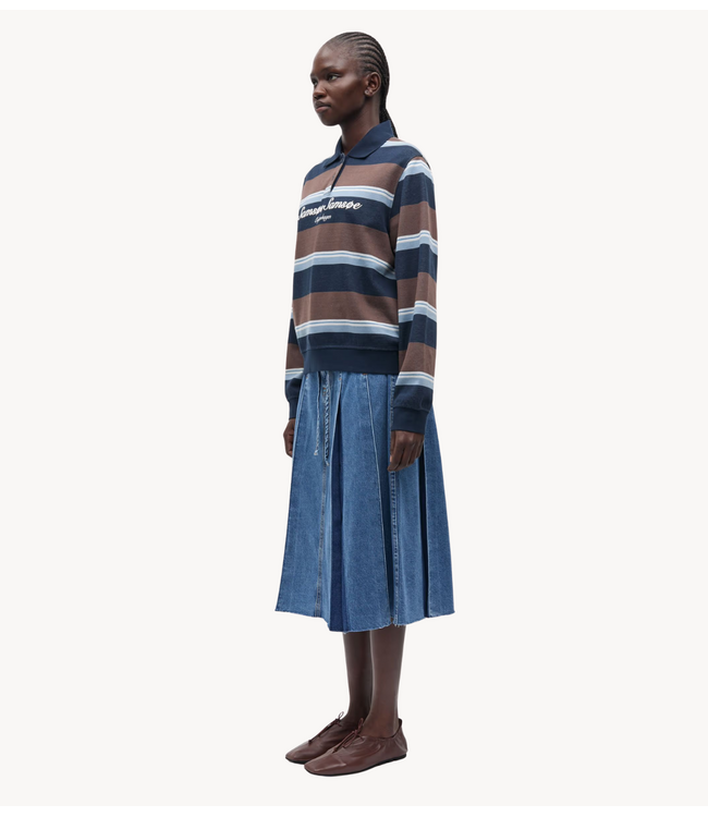 Samsøe Samsøe Top SADORY LS POLO 15885 BROWN BLUE ST.