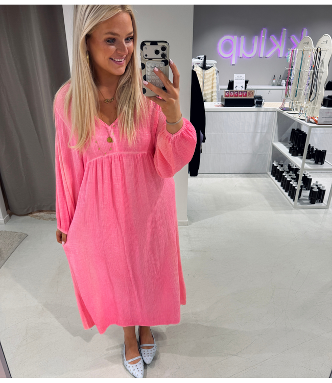 GUUS Fashion Jurk cotton gauze lm pink flash