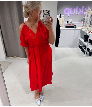 GUUS Fashion Jurk bare shoulder dress red
