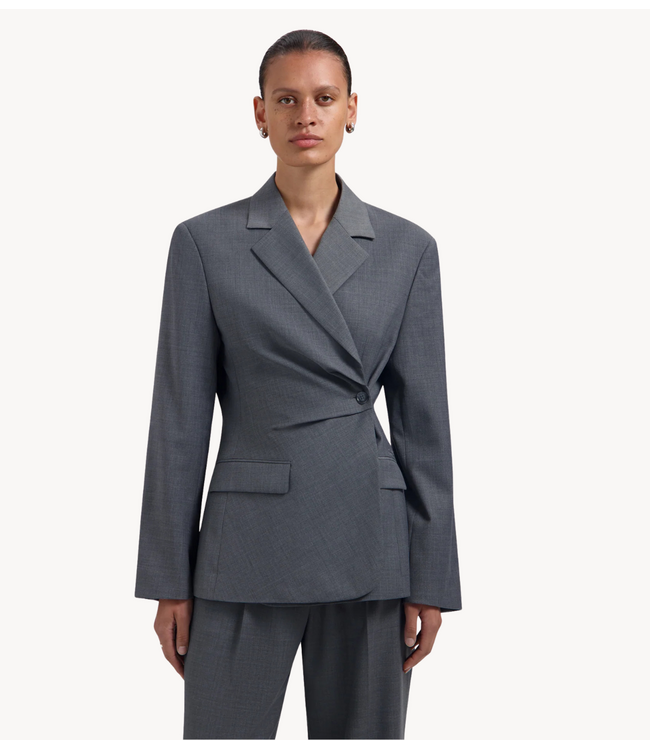 OLAF Blazer WOOL ASYMETRIC BLAZER SHARKSKIN