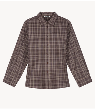 OLAF Blouse CHECKED FITTED SHIRT CHOCOLATE PLUM