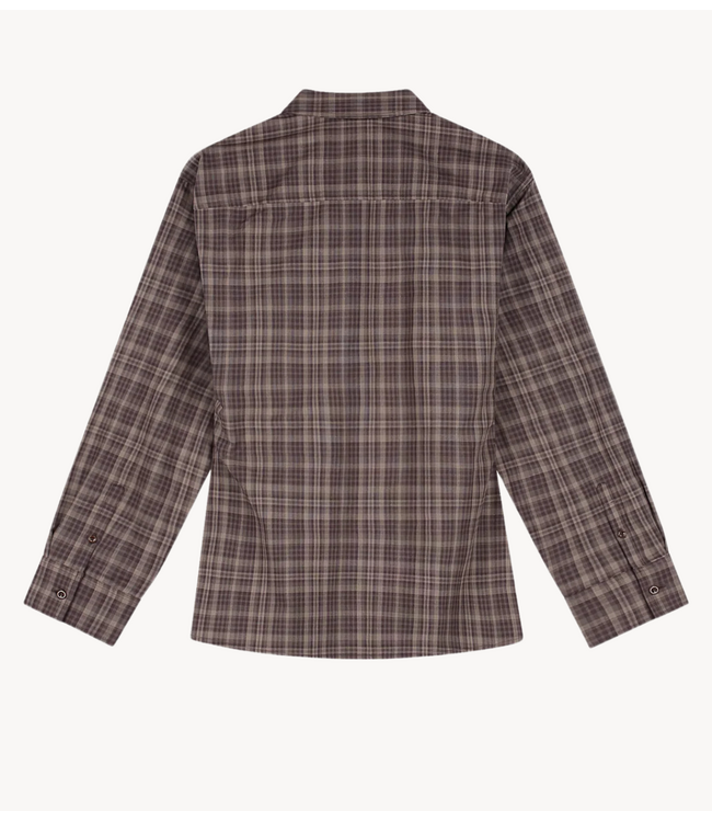OLAF Blouse CHECKED FITTED SHIRT CHOCOLATE PLUM
