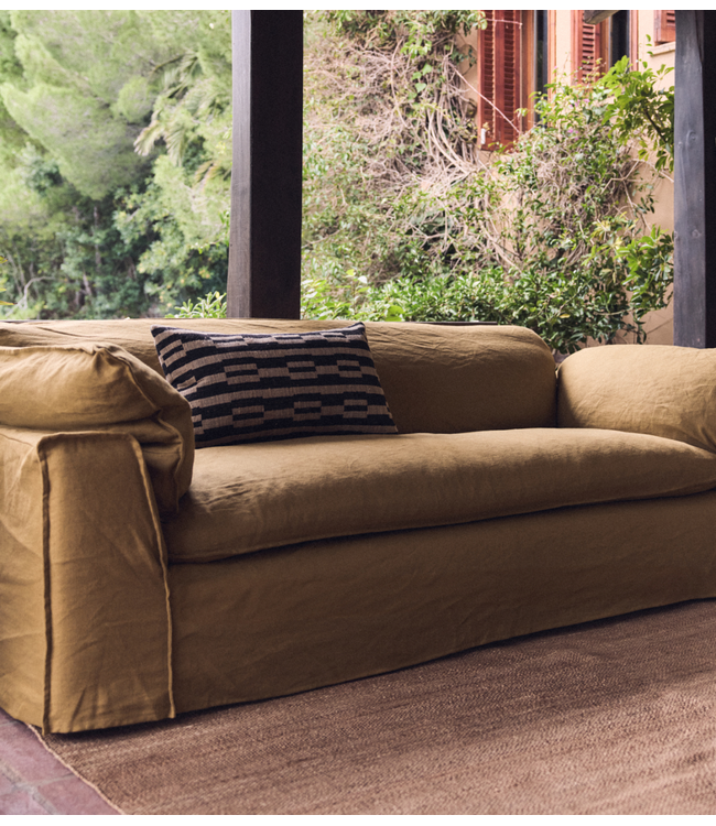 HKLIVING Bank Nomad couch: 244cm, linen, burnt ochre