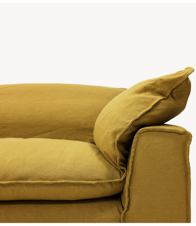 HKLIVING Bank Nomad couch: 244cm, linen, burnt ochre