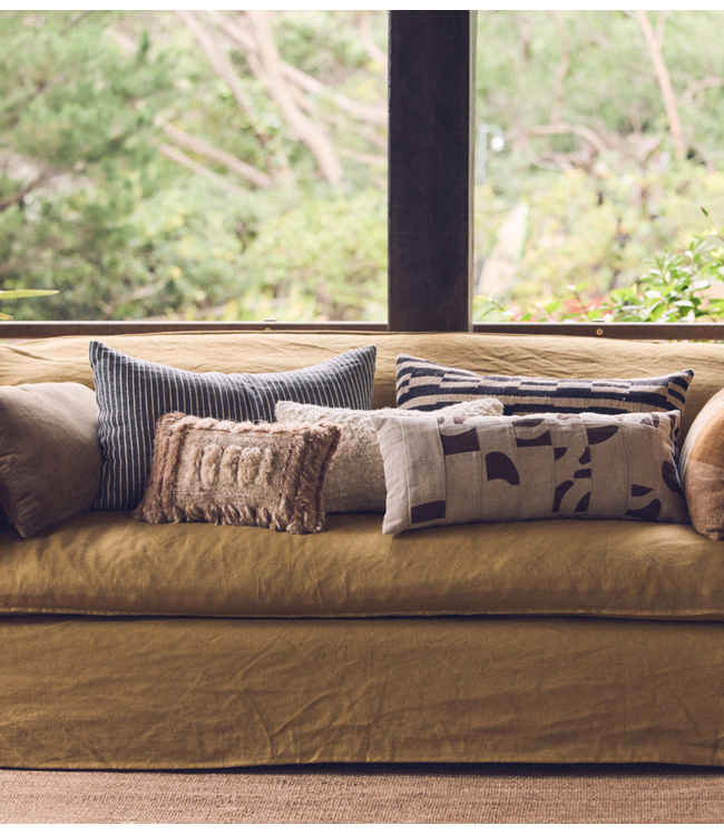 HKLIVING Bank Nomad couch: 244cm, linen, burnt ochre