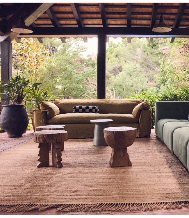 HKLIVING Bank Nomad couch: 244cm, linen, burnt ochre