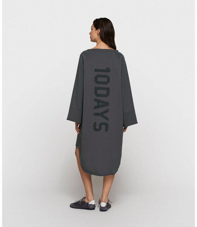10DAYS Jurk jersey logo dress steel blue