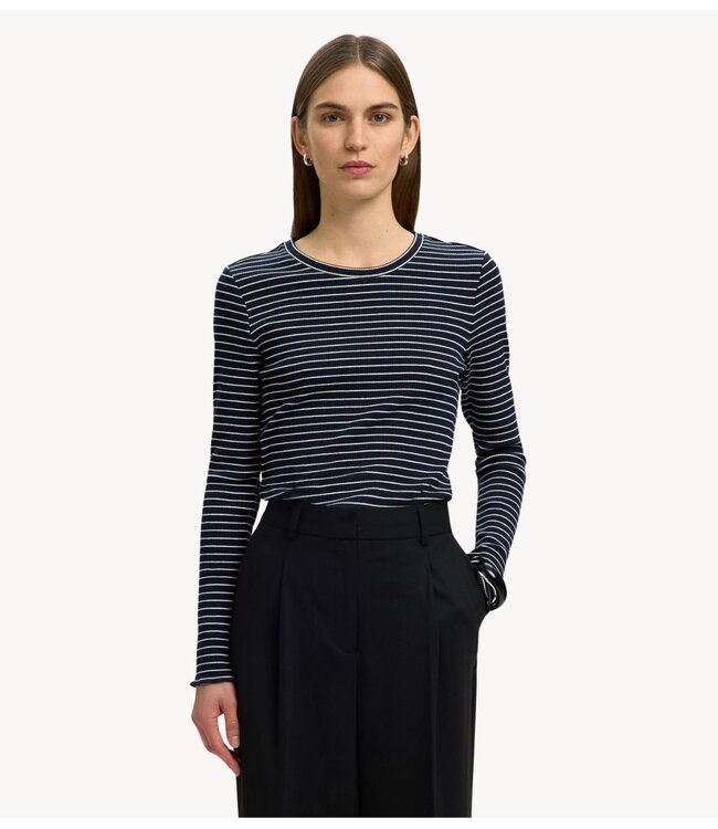 Selected Top SLWANNA LS CREW NECK TEE STR NOOS Dark Sapphire W SNOW WHITE STRIPES