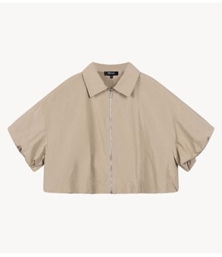 Refined Department Blouse ladies woven cropped blouse zipper INAYA sand