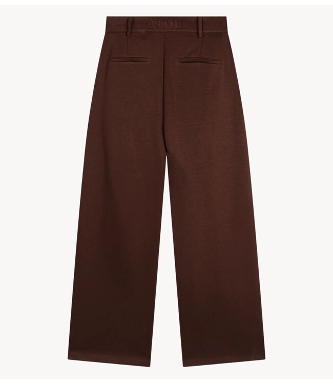 Refined Department Broek ladies knitted wide leg pantalon PUCK choc brown
