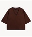 Refined Department T-shirt ladies knitted v-neck t-shirt DOLLA choc brown